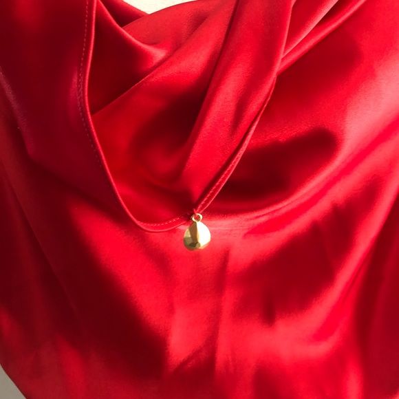 ST. JOHN Black Liquid Satin & Boucle Knit Dress - Picture 8 of 10